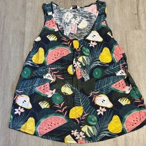 Colorful Sleeveless Tropical Print Top